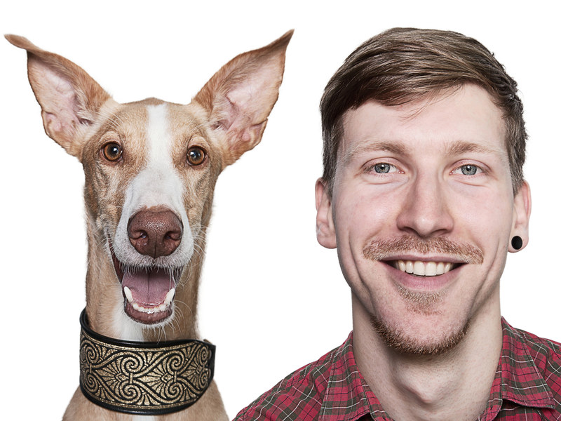 Christoph Schwabe: Fernando + Erik aus: „Doppelpack. Mein Hund und ich“ (2014) Hygiene Museum Dresden Sonderausstellung Tierisch Beste Freunde Raum 2 Der Mensch und sein Haustier